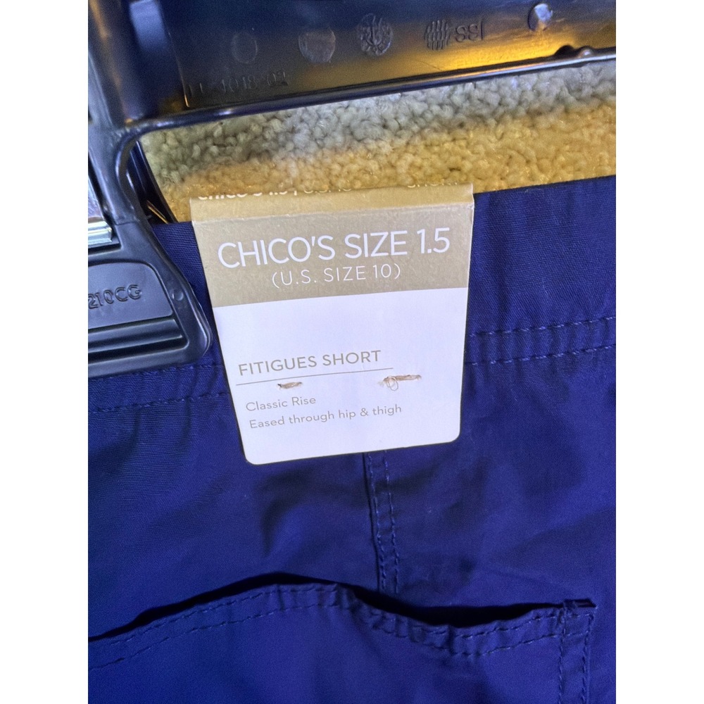 Chico's Fitigues Short Womens 10 Blue Cargo Classic Rise Stretch Utility NEW - Picture 3 of 8